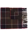 Barbour Check-print Frayed-edge Scarf In Grün