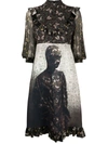 UNDERCOVER SEMI-SHEER BUTTERFLY-PRINT DRESS