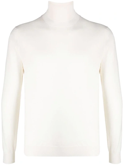 Dell'oglio Roll-neck Merino Jumper In Weiss