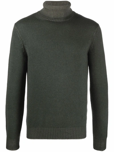 Dell'oglio Roll-neck Rib-trimmed Jumper In Grün