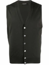 Dell'oglio V-neck Merino Wool Vest In Grün