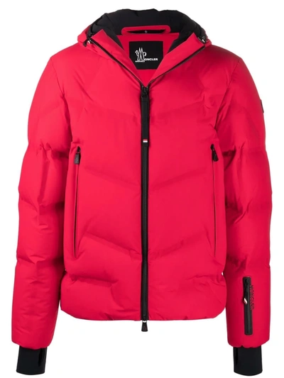 Moncler Arcesaz Nylon Hooded Ski Down Jacket In Red