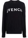 Givenchy Crew-neck Logo Intarsia-knit Jumper In Schwarz