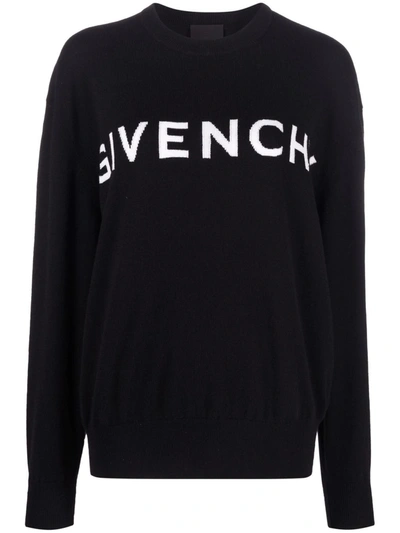 Givenchy Ribbed Crew-neck Cashmere Sweater With Long Sleeves In Black