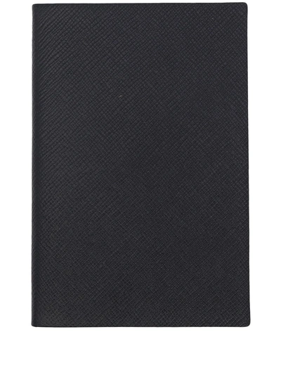 Smythson Chelsea Grained Leather Notebook In Blue