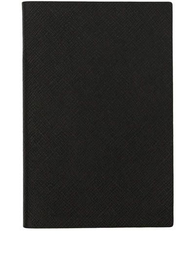 Smythson Chelsea Grained Leather Notebook In Black