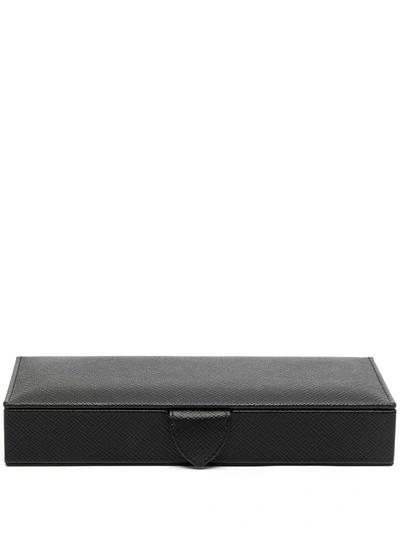 Smythson Panama Cufflink Case In Black