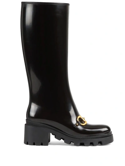 Gucci Horsebit-detail Knee-high Boots In Black