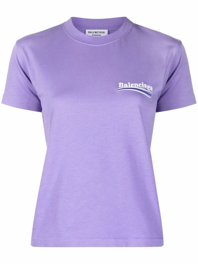 Balenciaga Political Campaign Logo Small Fit T-shirt In Purple