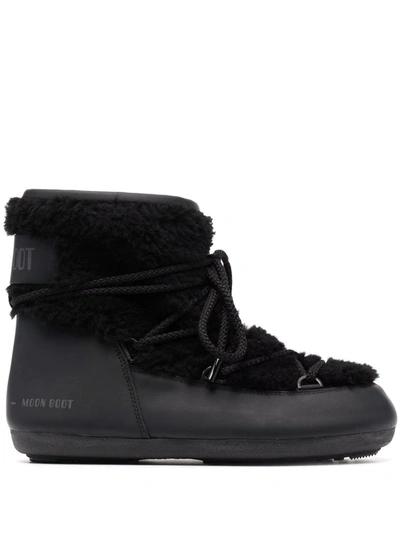 Moon Boot Lab69 Dark Side Low Shearling Snow Boots In Black