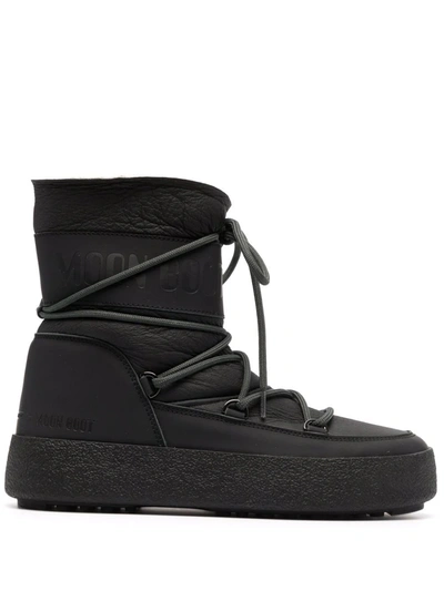 Moon Boot Mtrack Tube Shearling Boots In Black