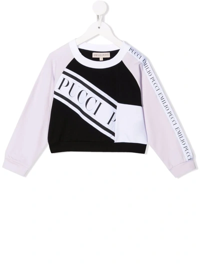 Emilio Pucci Junior Kids' Logo-print Panelled Sweatshirt In Black