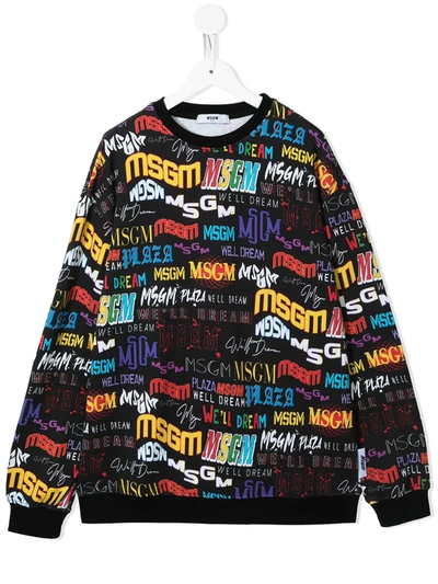 Msgm Teen Logo-print Cotton Sweatshirt In Black