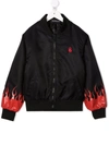Vision Of Super Flame-print Bomber Jacket In Black