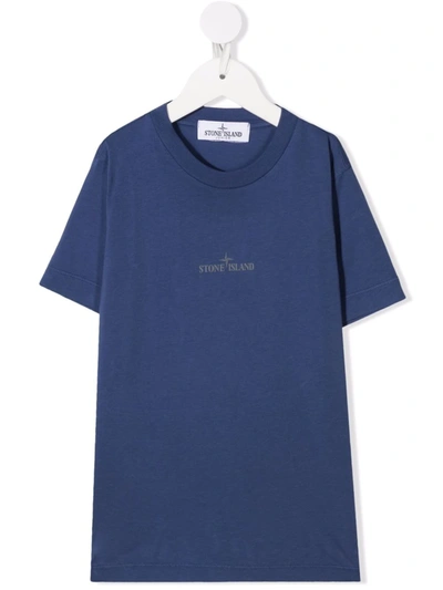 Stone Island Junior Kids' Logo-print Short-sleeved T-shirt In Blue