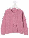 Il Gufo Kids Pink Sweater With Braids And Fringes In Pink