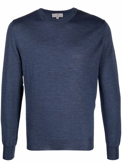 Canali Fine-knit Jumper In Indigo Blue