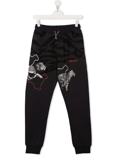 Kenzo Kids' Logo Tracksuit Bottoms In Grey