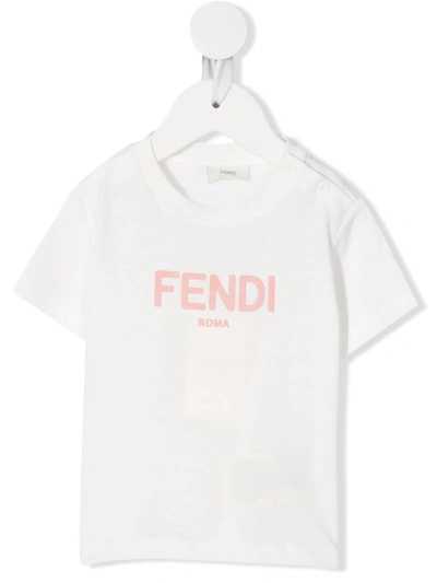 Fendi Babies' T-shirt With Logo In White