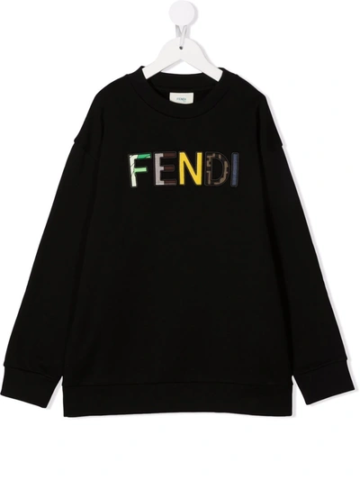 Fendi Kids' Black Cotton Sweatshirt With Logo