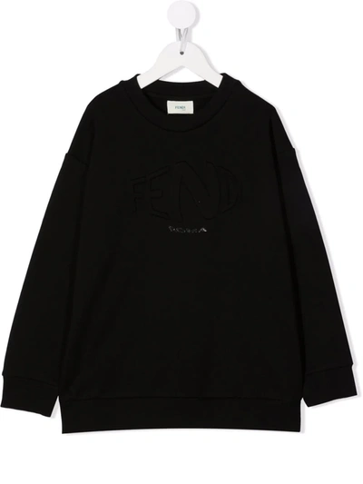 Fendi Kids' Logo压纹卫衣 In Black