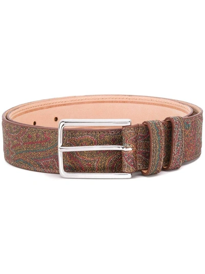 Etro Paisley-print Belt In Brown