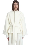 ALEXANDRE VAUTHIER COAT IN WHITE WOOL,214COA1553