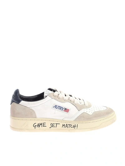 Autry Leather & Suede Low Trainers In White,blue