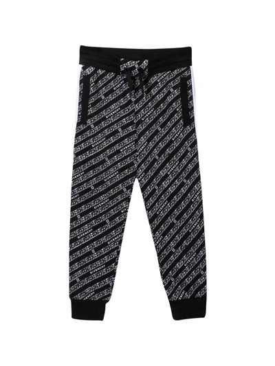 Givenchy Kids' Black Jogger Pants In Nero/bianco