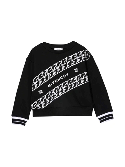 Givenchy Kids' Logo印花圆领卫衣 In Black