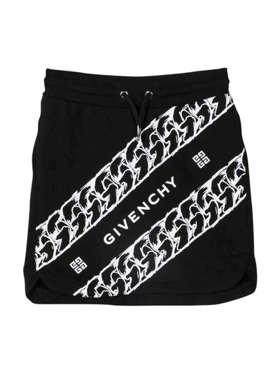 Givenchy Kids' Black Cotton Blend Skirt In Nero
