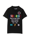 Dsquared2 Black T-shirt For Baby Boy With Multicolor Logo In Nero