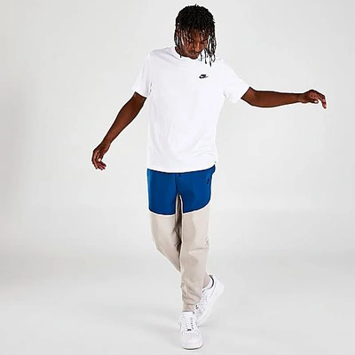 Nike Tech Fleece Taped Jogger Pants In Cream Ii/court Blue/black