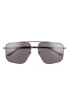 Gucci 60mm Aviator Sunglasses In Rutenium/ Grey
