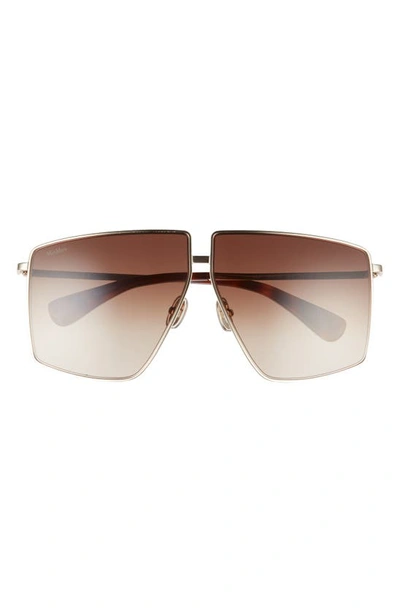 Max Mara 64mm Gradient Oversize Geometric Sunglasses In Gld/ Hav/ Brn