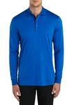 Bugatchi Long Sleeve Cotton Polo In Classic Blue