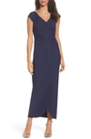 Alex Evenings Embellished Jersey Column Gown In Navy