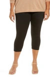Lyssé Plus Size Stretch Denim Capri Pants In Black