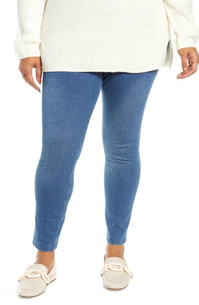 Lyssé High Rise Stretch Denim Leggings In Mid Wash