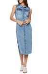 Wash Lab Denim Sleeveless Denim Shirtdress In Cloudy Blue