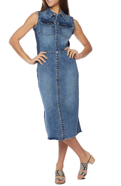Wash Lab Denim Sleeveless Denim Shirtdress In Barn Blue