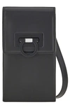 Ferragamo Trifolio Leather Gancini Mini Crossbody Bag In Black
