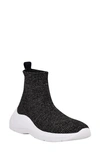 Guess Sindera High Top Sock Sneaker In Black/ Silver