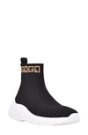 Guess Sindera High Top Sock Sneaker In Black/ Brown