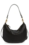 Clare V Moyen Messenger Crossbody Bag In Black Woven