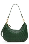 Clare V Moyen Messenger Crossbody Bag In Evergreen Woven