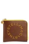 Stella Mccartney Logo Faux Leather French Wallet With Removable Card Case In Marrone