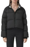 Burberry Alsham Cropped Down Bomber Jacket In Black