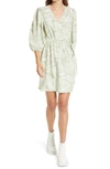Vero Moda Juno Marbleized Wrap Front Dress In Snow White Aop