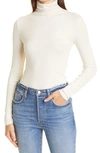 Ag Chels Ribbed Turtleneck Sweater In White Cream